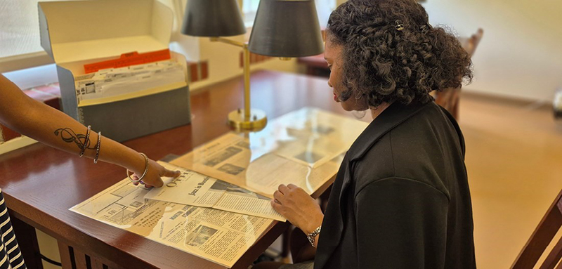 Woman reading at the Library
