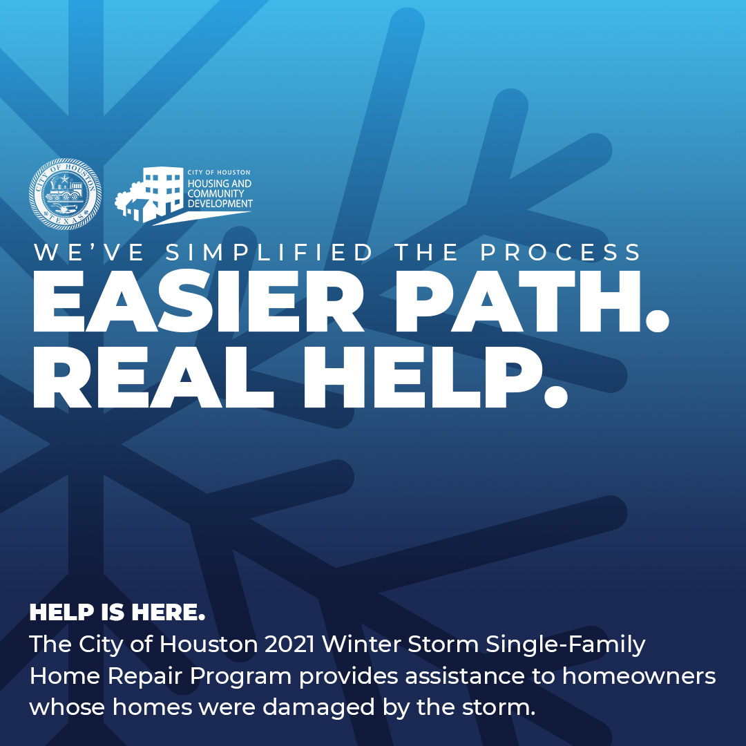 Winter Storm Uri Single-Family Home Repair Program - Easier Path. Real Help.