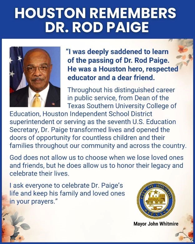 Statement on the Passing of Dr. Rod Paige