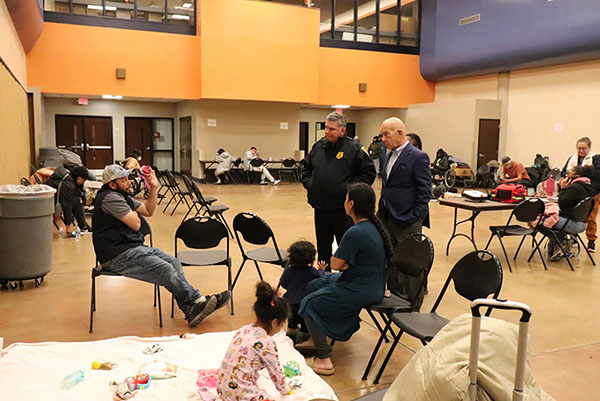 Mayor Whitmire at a Warming Center