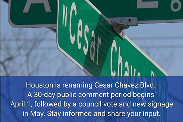 Renaming of Cesar Chavez Boulevard